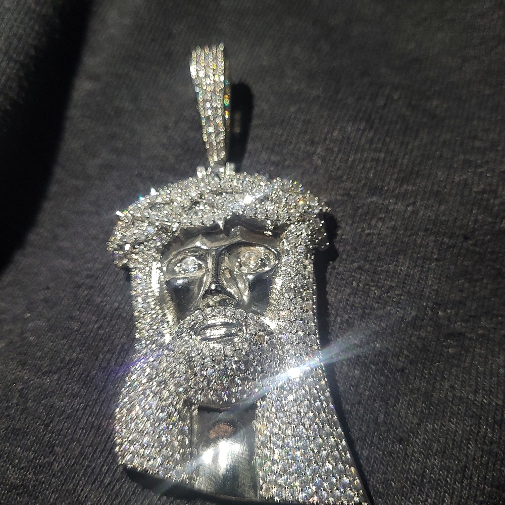 4" Large Custom Solid Sterling Silver Jesus Penda… - image 2